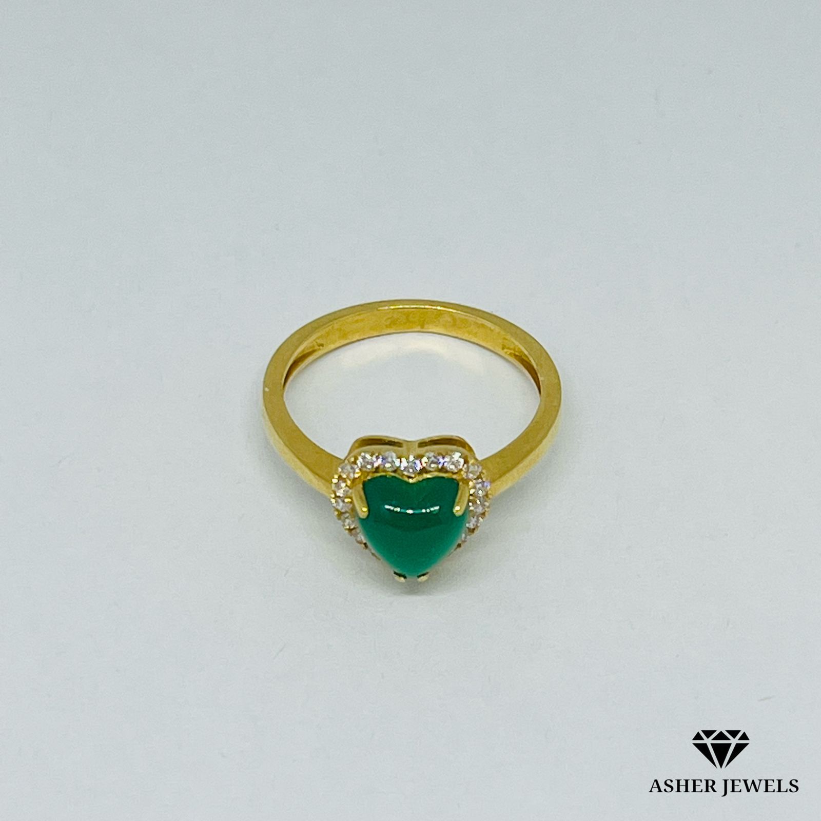 Heart Green Onyx Ring Size 6